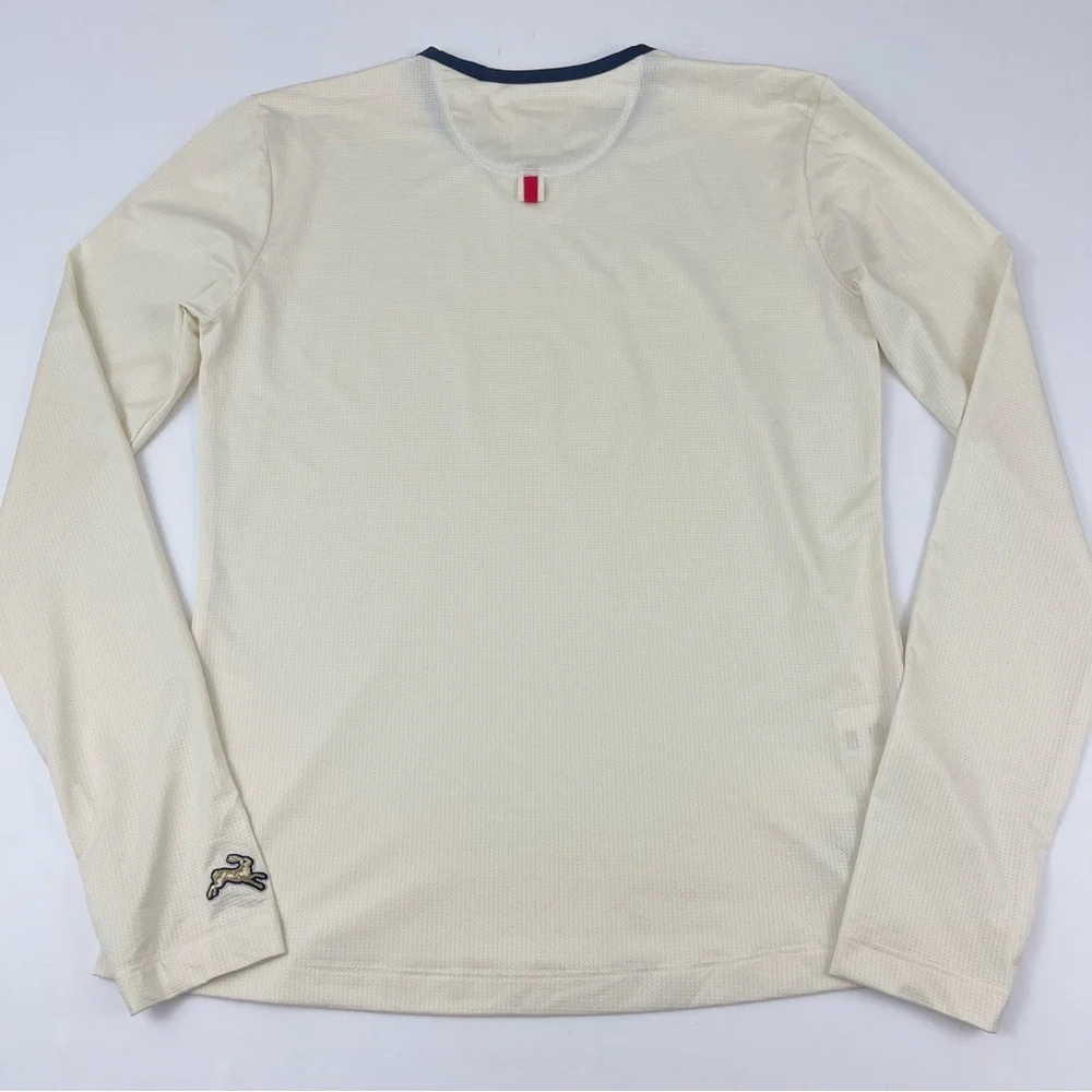 Tracksmith Women's High Stretch Running Long Sleeve Shirt in Cream - Picture 7 of 7